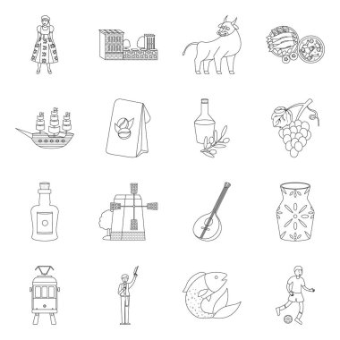 Turizm ve dönüm noktası işareti izole nesne. Turizm ve Avrupa stok vektör çizim seti.