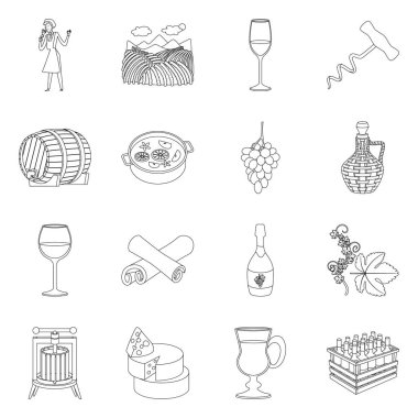 İçecek ve üretim simgesinin izole nesne. Web için içecek ve restoran stok sembolü koleksiyonu.