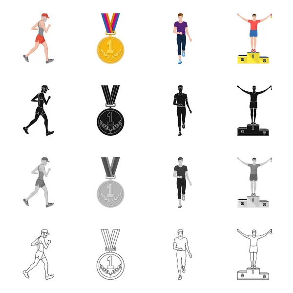 Diseño vectorial del deporte y símbolo ganador. Conjunto de icono de vector de deporte y fitness para stock . — Vector de stock