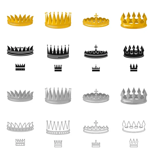 Vector ontwerp van middeleeuwse en adel ondertekenen. Set van middeleeuwse en monarchie vector pictogram voor voorraad. — Stockvector