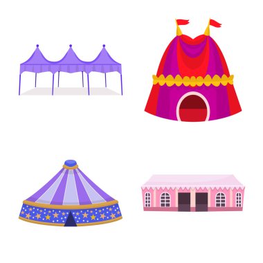 Tente ve barınak simgesi izole nesne. Hisse senedi için tente ve gölgelik vektör simgesi koleksiyonu.