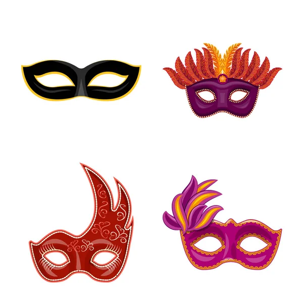 Ilustración vectorial de carnaval y logo teatral. Colección de carnaval y misterio vector icono para stock . — Vector de stock