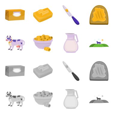 Vektör kremsi tasarımını ve ürün simgesi. Ayarla, krem ve çiftlik web için hisse senedi simgesi.