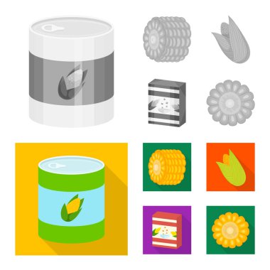 Mısır tarlası ve sebze simge vektör Illustration. Mısır tarlası ve vejetaryen hisse senedi vektör çizim koleksiyonu.