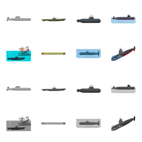 Isolated object of war  and ship logo. Collection of war  and fleet stock vector illustration. — Stock Vector