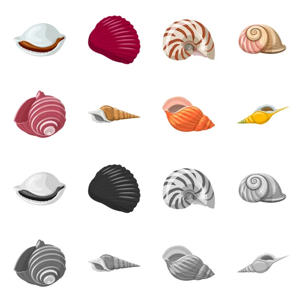 Illustration vectorielle du logo animal et décoration. Ensemble d'icône vectorielle animale et océanique pour stock . — Image vectorielle