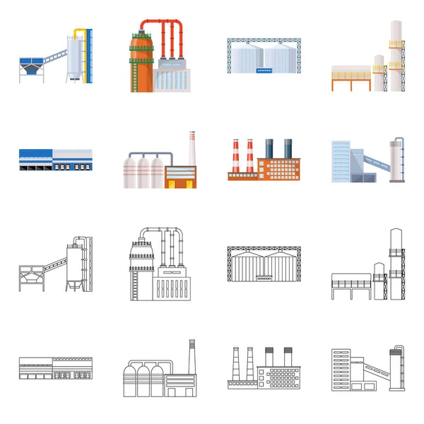 Vektorové ilustrace produkce a struktury symbolu. Sada produkce a technologie vektorové ilustrace. — Stockový vektor