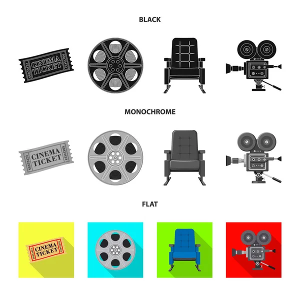 Vector illustratie van televisie-en film symbool. Verzameling van televisie en het bekijken van aandelensymbool voor web. — Stockvector