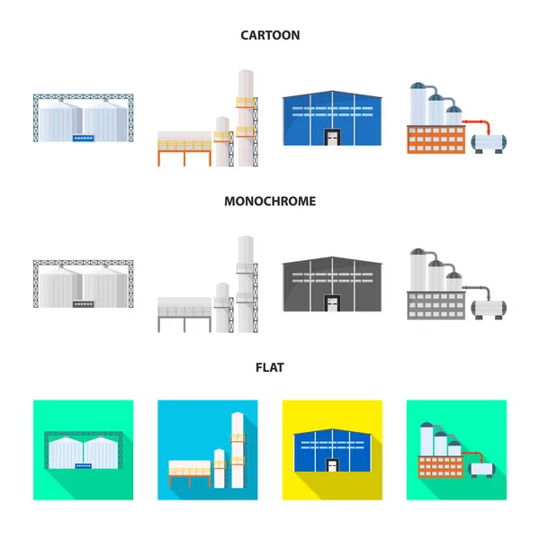 Objet isolé de production et symbole de structure. Ensemble d'illustration vectorielle de stock de production et de technologie . — Image vectorielle