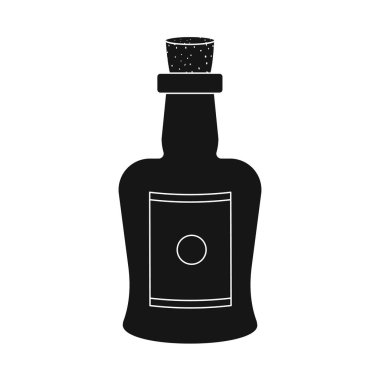 Şişe ve şarap işareti vektör Illustration. Web için şişe ve güçlendirilmiş stok sembolü seti.