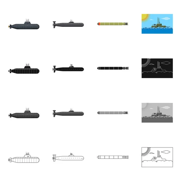Izolovaný objekt znamení války a lodí. Války a flotily vektorové ilustrace. — Stockový vektor