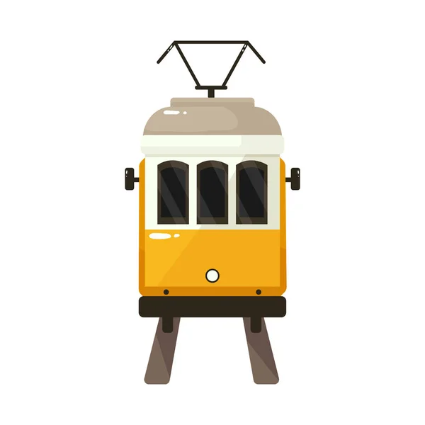 Векторный дизайн трамвая и логотипа Лисбона. Набор значков трамвая и железнодорожного вектора на складе . — стоковый вектор
