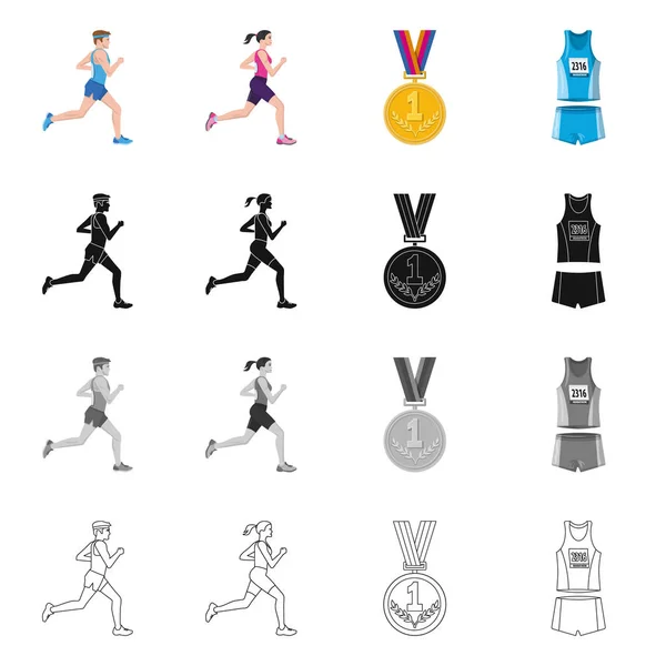 Vectorillustratie van sport en winnaar logo. Set van sport en fitness voorraad vectorillustratie. — Stockvector