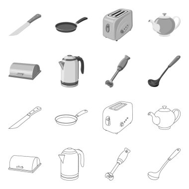 Mutfak ve yemek simge vektör Illustration. Mutfak ve cihaz hisse senedi vektör çizim seti.