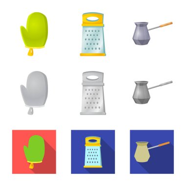 İllüstrasyon işareti mutfak ve aşçı, vektör. Web için mutfak ve cihaz hisse senedi simgesi kümesi.