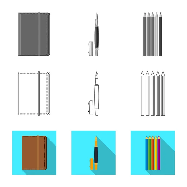 Illustration vectorielle de l'icône bureau et fournitures. Ensemble d'icône vectorielle de bureau et d'école pour stock . — Image vectorielle