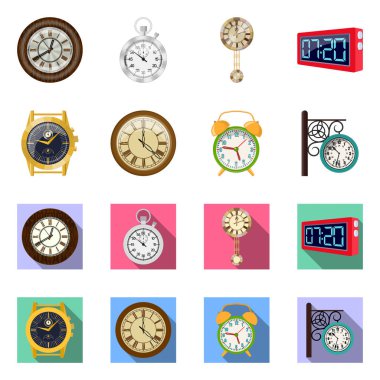 Saat ve saat işareti tasarımını vektör. Saat ve daire hisse senedi vektör çizim seti.