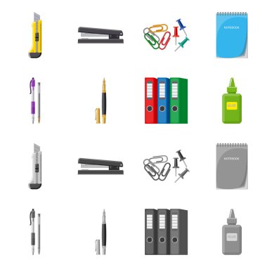 Office çizim vektör ve işaret verin. Ofis ve okul hisse senedi simgesi için web topluluğu.