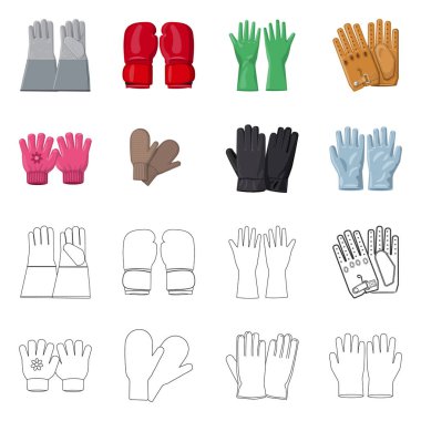 Eldiven ve kış simge vektör Illustration. Eldiven ve ekipman hisse senedi vektör çizim topluluğu.
