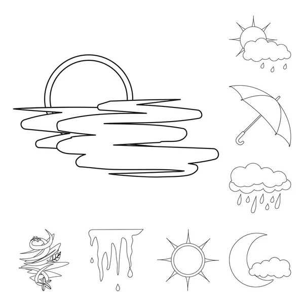 Isoliertes Objekt des Wetters und Klimasymbols. Sammlung von Wetter- und Cloud-Aktiensymbolen für das Web. — Stockvektor
