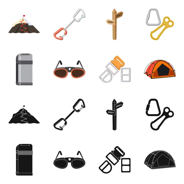 Objet isolé de l'alpinisme et logo de pointe. Collection d'icône vectorielle alpinisme et campement en stock . — Image vectorielle