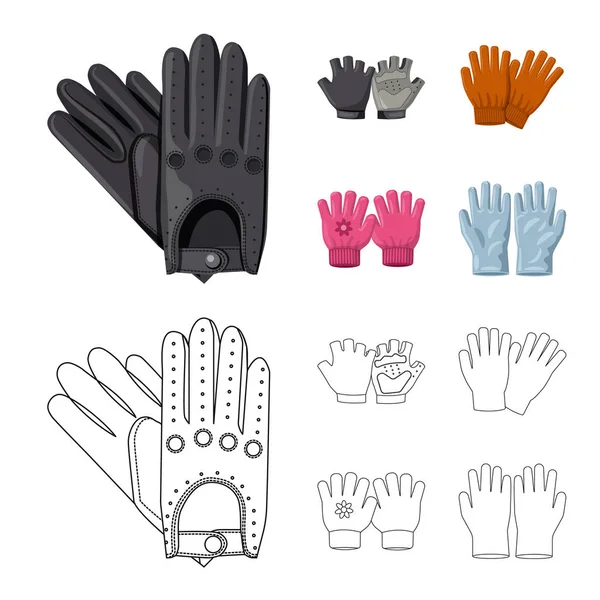 Objet isolé de gant et signe d'hiver. Collection de gants et de matériel stock symbole pour le web . — Image vectorielle