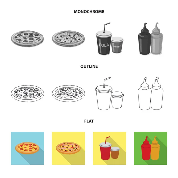 Na białym tle obiekt logo pizza i jedzenie. Kolekcja pizza i Włochy symbol giełdowy dla sieci web. — Wektor stockowy