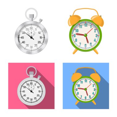 Saat ve saat işareti illüstrasyon vektör. Saat ve daire hisse senedi simgesi için web topluluğu.