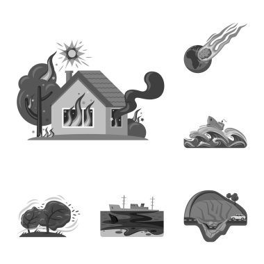 Doğal ve felaket logo vektör Illustration. Doğal kümesi ve hisse senedi için risk vektör simgesi.