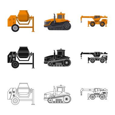 Yapı ve inşaat simge vektör Illustration. Hisse senedi için yapı ve makine vektör simge kümesi.
