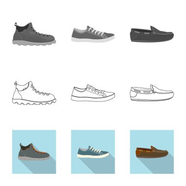 Ayakkabı ve ayakkabı logo vektör Illustration. Hisse senedi için ayakkabı ve ayak vektör simge topluluğu.