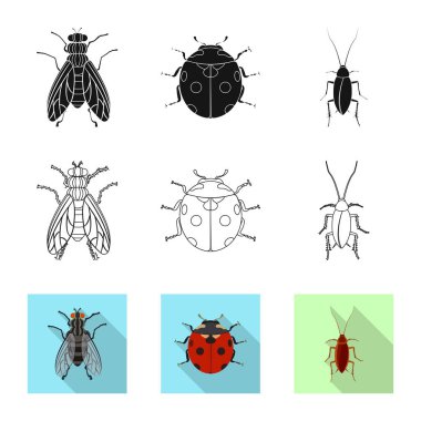 Böcek ve sinek işareti vektör Illustration. Böcek ve öğe vektör simgesini hissenin topluluğu.