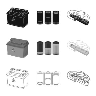 Elektrik ve elektrik sembolü yalıtılmış nesne. Elektrik ve enerji hisse senedi vektör çizim.