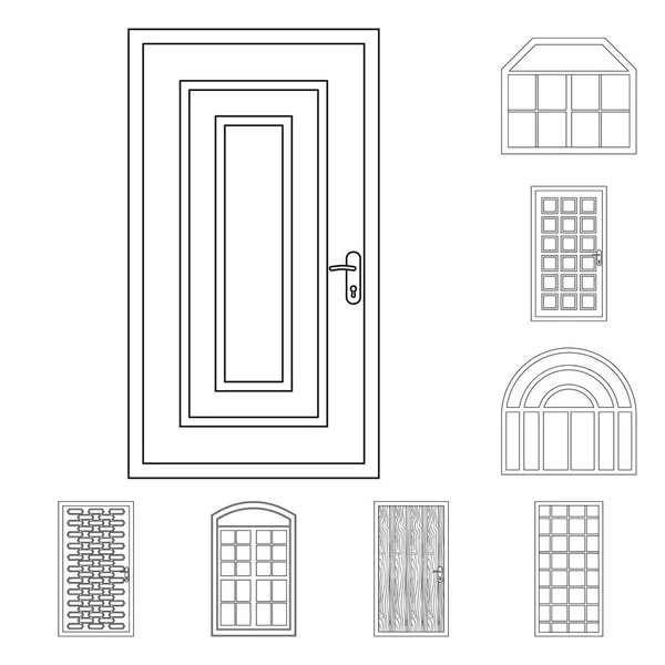 Objeto aislado de puerta e icono frontal. Colección de puerta y madera símbolo de stock para web . — Vector de stock