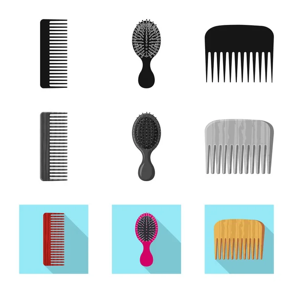 Objeto aislado de pincel y signo de cabello. Colección de cepillo y cepillo de pelo vector de ilustración . — Archivo Imágenes Vectoriales