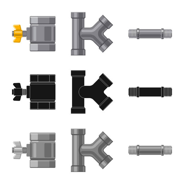 Vector illustration of pipe and tube sign. Set of pipe and pipeline stock vector illustration.