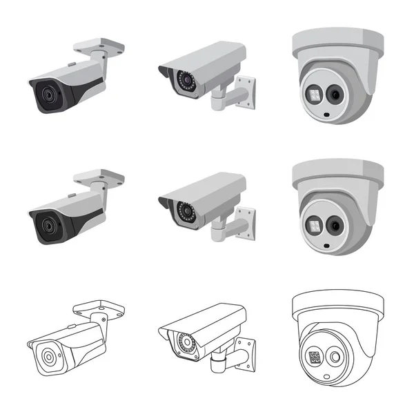 Objet isolé de cctv et logo de la caméra. Collection d'icônes vectorielles cctv et système pour stock . — Image vectorielle