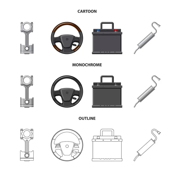 Diseño vectorial de auto y símbolo de parte. Colección de auto y coche símbolo de stock para la web . — Vector de stock