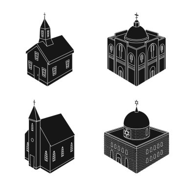 Kilise ve inanç işareti vektör Illustration. Cemaat ve bina stok vektör çizim koleksiyonu.