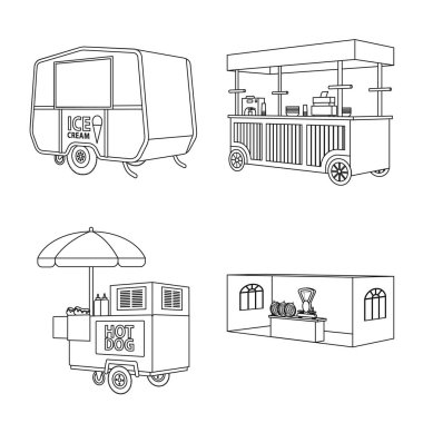 Piyasa ve küçük logo izole nesne. Pazar ve gıda stok vektör çizim seti.