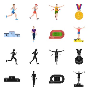 Spor ve kazanan simge vektör tasarımı. Spor ve fitness hisse senedi simgesi web için kümesi.