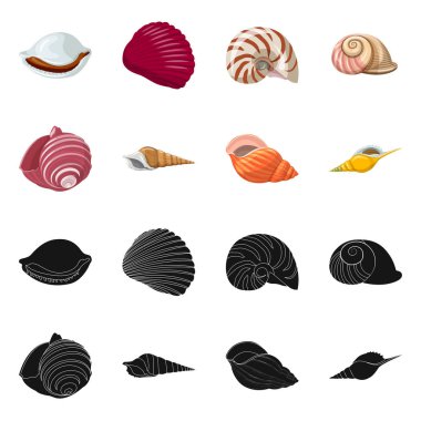 Hayvan ve dekorasyon simge vektör Illustration. Hisse senedi için hayvan ve okyanus vektör simge topluluğu.