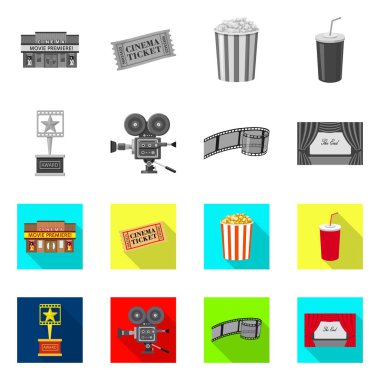 Televizyon ve filme simge vektör Illustration. Televizyon ve hisse senedi için vektör simge görüntüleme kümesi.