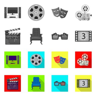 Televizyon ve filme simge vektör tasarımı. Televizyon ve hisse senedi için vektör simge ile ilgilenen koleksiyonu.