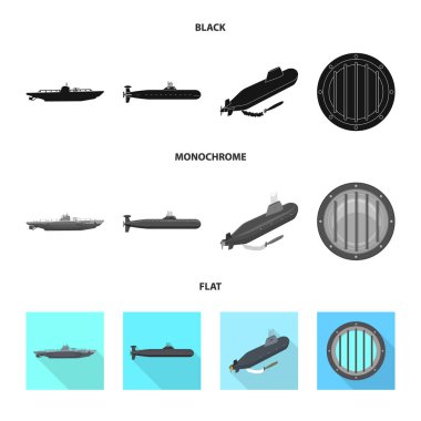 Savaş ve gemi logo vektör tasarımı. Savaş ve filo hisse senedi simgesi için web topluluğu.