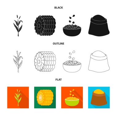 Mısır tarlası ve sebze logo vektör Illustration. Mısır tarlası ve vejetaryen hisse senedi simgesi web için kümesi.