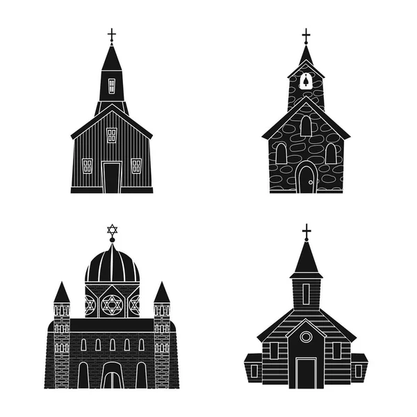 Ilustración vectorial de casa y símbolo parroquial. Colección de ilustración de vectores de casas y edificios . — Vector de stock