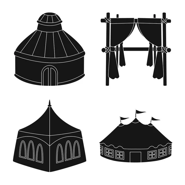 Vektor-Illustration von Outdoor-und Architektur-Symbol. Sammlung von Vektor-Illustrationen für Outdoor und Shelter. — Stockvektor