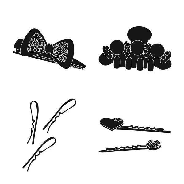 Vector ontwerp van kapsel en vrouwelijk teken. Collectie van kapsel en haar voorraad symbool voor web. — Stockvector