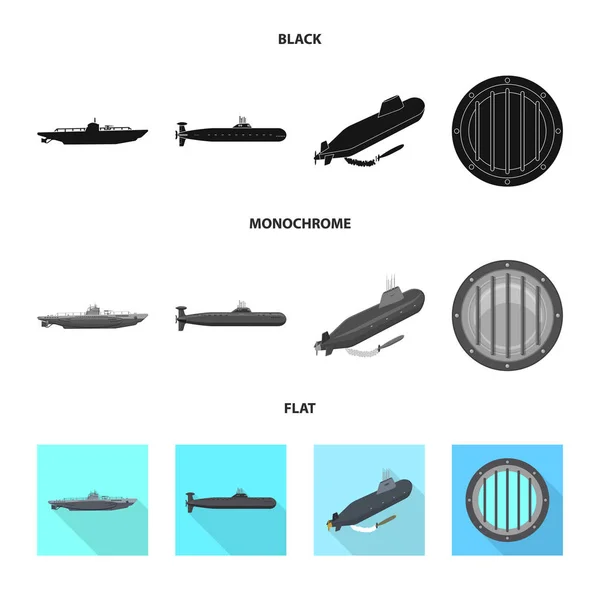 Progettazione vettoriale della guerra e logo della nave. Raccolta di simboli di guerra e di azione della flotta per il web . — Vettoriale Stock